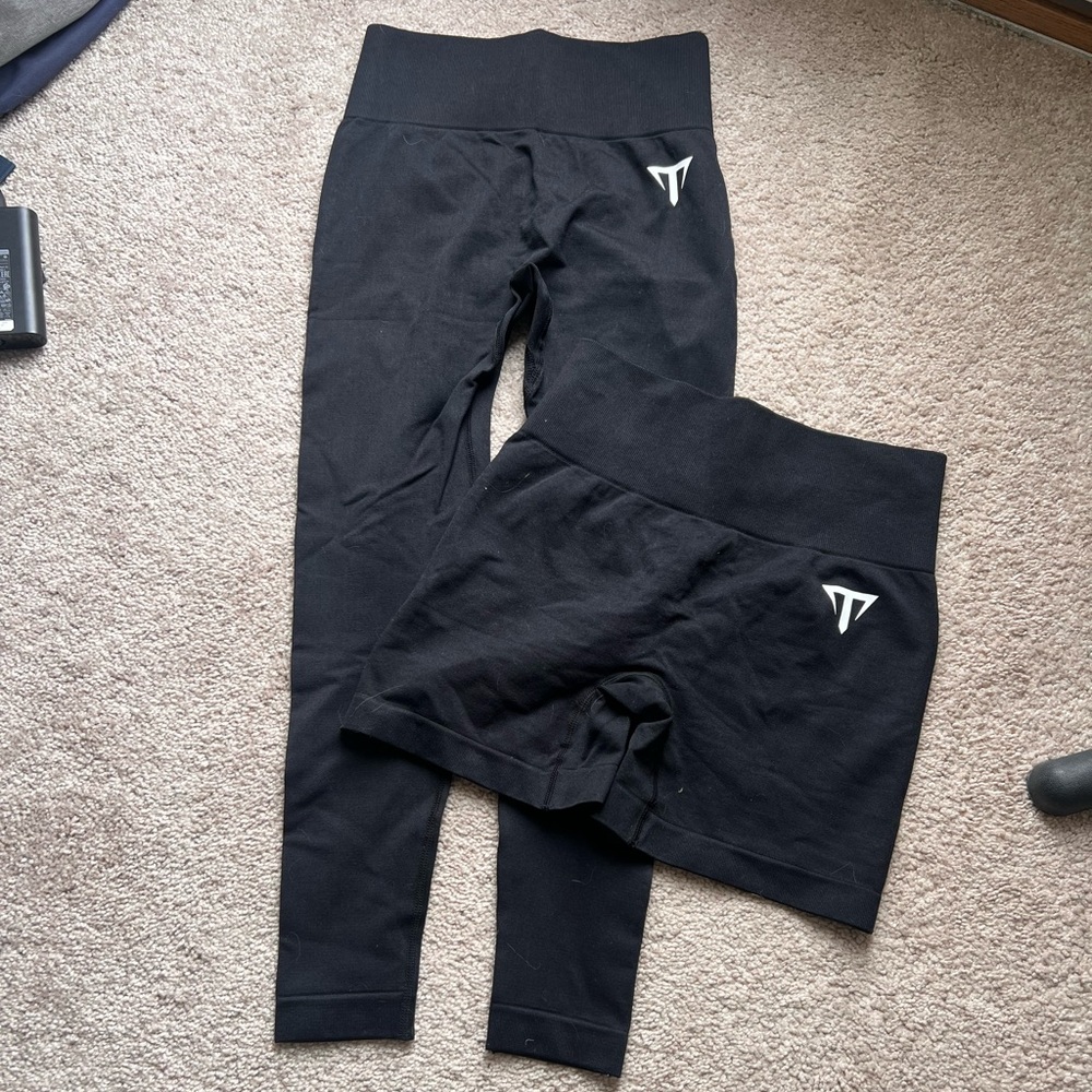 Kids Black Leggings and Shorts Set